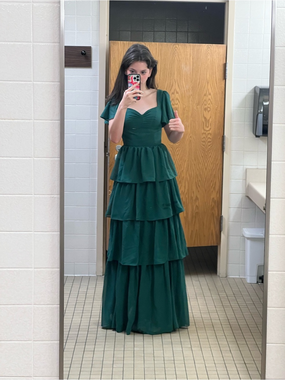 Tiered Emerald Green Maxi Dress